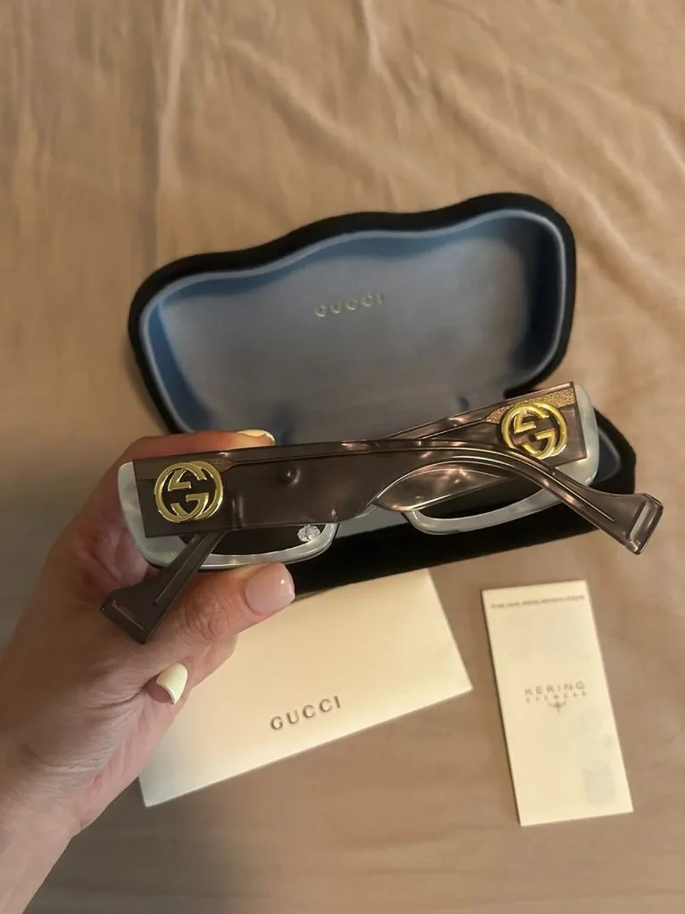 Gucci Gray Rectangular Mirrored Sunglasses